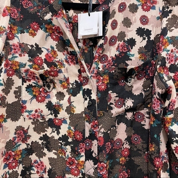 sinequanone flower print wool long sleeve shirt NWT size 10 - Picture 4 of 7